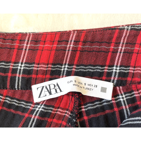Zara Tartan Womens Tartan Plaid Crop Harem Pants Sz S Flat Front Pockets 80s - Picture 10 of 10